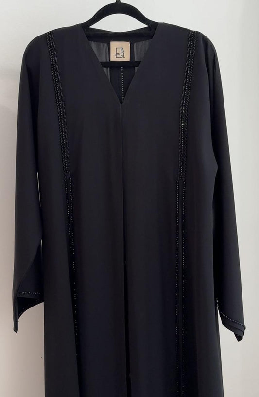 Noir Elegance - The Midnight Beaded Abaya