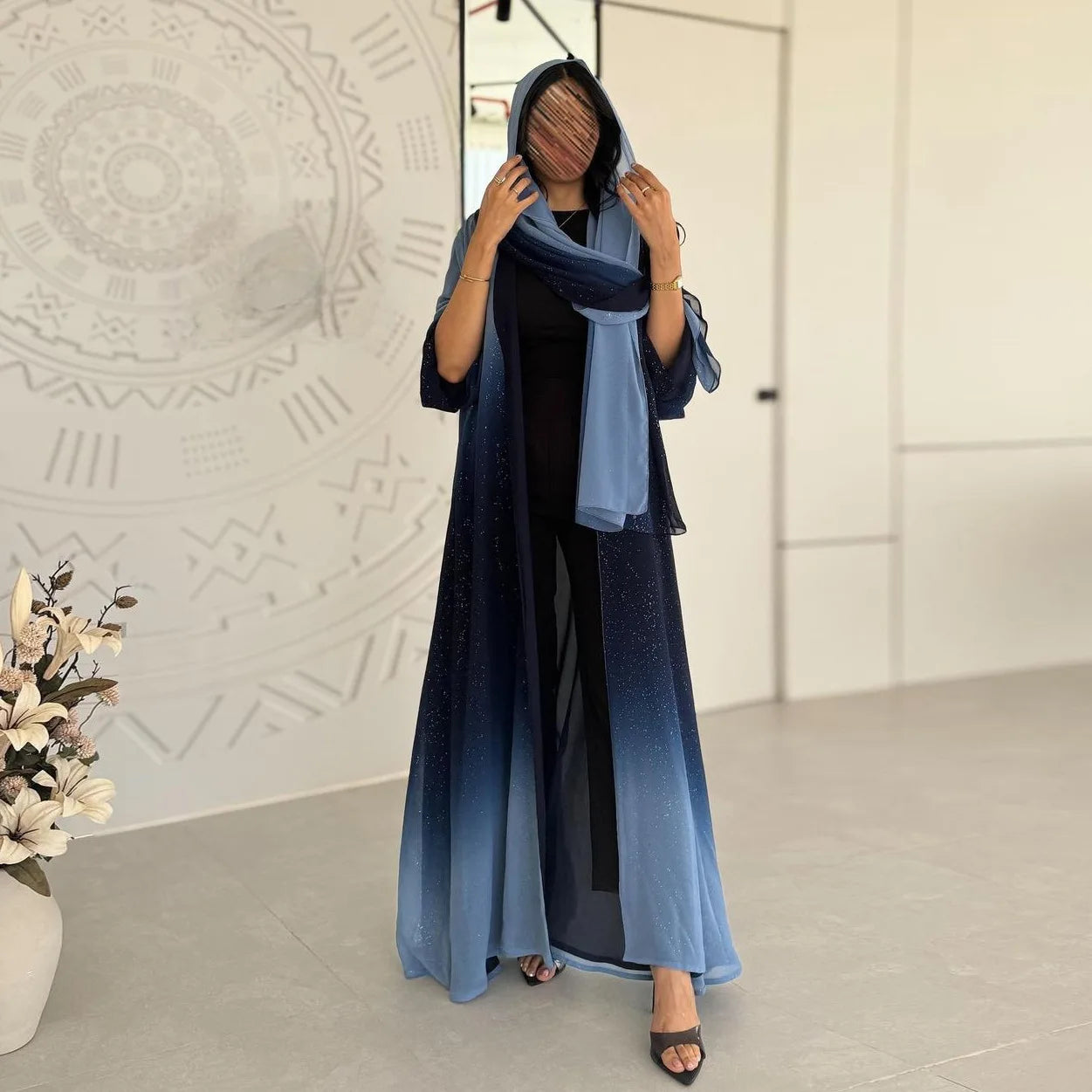 Shimmery Ombre Abaya - Dark Collection