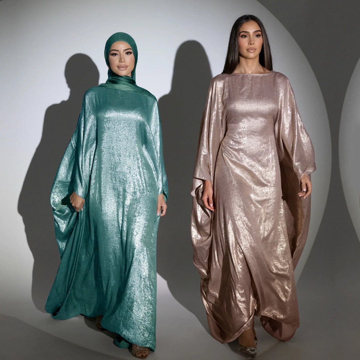 Shiny Batwing Maxi Dress